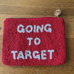 NWOT - KATE SPADE X TARGET - Red Beaded Pouch W/ White Text « Going to Target »